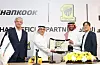 This photo provided by Hankook Tire & Technology shows the company's sponsorship agreement signing ceremony with Saudi pro football club Al-Ittihad. [YONHAP]