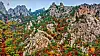 Mount Kumgang's autumn foliage, tinged red, as captured by drone footage aired by North Korea’s Korea Central Television on Oct. 24, 2023. [YONHAP]