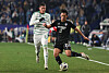 Ulsan HD fullback Lee Myung-jae, right, in action during the 2023-24 AFC Champions League quarterfinal against Jeonbuk Hyundai Motors at Munsu Football Stadium in Ulsan on March 12, 2024. [NEWS1]