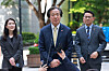 National Health Insurance Service (NHIS) President Jung Ki-suck answers questions from reporters ahead of the 12th hearing of the insurance service's lawsuit against major tobacco companies in Korea on May 22, 2025, at the Seoul High Court in southern Seoul. [YONHAP]