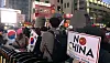 Participants wave “No China” signs in front of the Chinese Embassy in Jung District, central Seoul, in March. [YONHAP]