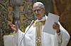 Newly elected Pope Leo XIV concelebrates Mass with the College of Cardinals inside the Sistine Chapel at the Vatican the day after his election as 267th pontiff of the Roman Catholic Church, Friday, May 9. [AP/YONHAP]
