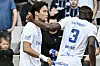 KRC Genk forward Oh Hyeon-gyu, left, celebrates scoring during a Belgian Pro League match against Club Brugge at Jan Breydel Stadium in Bruges, Belgium, on July 27. [AFP/YONHAP]