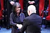 Han Kang accepts her medal and diploma for the Nobel Prize in Literature from Sweden's King Carl XVI Gustaf at the Stockholm Concert Hall, Sweden, on Dec. 10. [NEWS1]