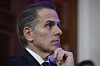 Hunter Biden listens while his father, then-President Joe Biden, speaks during a Hanukkah reception in the East Room of the White House in Washington, Dec. 16, 2024. [AP/YONHAP]