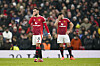 Manchester United's Bruno Fernandes and Harry Maguire reacting to Brighton's third goal scored during a Premier League match in Manchester, England, Sunday, Jan. 19, 2025. [AP/YONHAP]