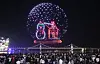 A special edition of a drone show takes place at Gwangalli Beach in Suyeong District, Busan, on May 31. [YONHAP]