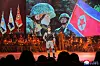 This image, published by the Korean Central News Agency on April 26, 2024, shows a performance marking the 92nd founding anniversary of the People's Revolutionary Army. [YONHAP]
