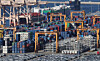 Trade containers are stacked at Pyeongtaek Port in Gyeonggi on Nov. 14. [YONHAP]