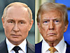 This combination of file photographs shows Russian President Vladimir Putin giving a speech during an event to mark the 1,160th anniversary of Russia's statehood in Veliky Novgorod on Sept. 21, 2022, and U.S. President Donald Trump looking on during a meeting with France's President at the Elysee Palace in Paris, on Dec. 7, 2024. Trump announced on Aug. 8 that he would meet Putin in Alaska on Aug.15. [AFP/YONHAP]