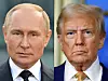 This combination of file photographs shows Russian President Vladimir Putin giving a speech during an event to mark the 1,160th anniversary of Russia's statehood in Veliky Novgorod on Sept. 21, 2022, and U.S. President Donald Trump looking on during a meeting with France's President at the Elysee Palace in Paris, on Dec. 7, 2024. Trump announced on Aug. 8 that he would meet Putin in Alaska on Aug.15. [AFP/YONHAP]