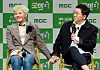 Comedian Jung Hyung-don, right, speaks alongside singer G-Dragon during a online press conference for upcoming MBC variety show ″Good Day″ held on Thursday. [MBC]