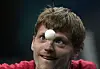 Denmark's Anders Lind faces Japan's Tomokazu Harimoto during a men's singles round of 16 table tennis game in Paris on Wednesday. [AP/YONHAP]