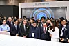 Hyundai Motor Group Vice Chairman Chang Jae-hoon, third from left in the front row, and Minister of Climate, Energy and Environment Kim Sung-hwan, fourth from left in the front row, tour Hyundai's booth at the World Hydrogen Expo 2025, which kicked off on Thursday at Kintex in Goyang, Gyeonggi, on Dec. 4. [HYUNDAI MOTOR]