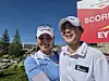 Park Sung-hyun, right, and Yoon Ina, who played together at the Dow Championship, are seen in this photo. [SUNG HO-JUN]