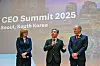 From left, Ivana Jemelkova, CEO of the Hydrogen Council, Hyundai Motor Group Vice Chairman Chang Jae-hoon, who chairs the Hydrogen Council, Air Liquide CEO Francois Jackow, co-chair of the council, speak during a press conference on the sidelines of the World Hydrogen Expo 2025, which kicked off on Thursday at Kintex in Goyang, Gyeonggi, on Dec. 4. [HYUNDAI MOTOR]