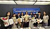 Students selected to receive Hansae Yes24 Foundation's Global Fellowship pose for a photo with Baek Su-mi, chair of the foundation, during a scholarship awards ceremony on Sept. 19. [HANSAE YES24 FOUNDATION]