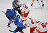 Korea faces Kyrgyzstan in the men's ice hockey quarterfinal match at the Asian Winter Games held in Harbin, China on Feb 11. [YONHAP]