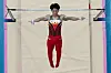 Daiki Hashimoto of Japan performs on the horizontal bar during the men's artistic gymnastics all-around finals in Paris on Wednesday. [AP/YONHAP]