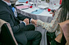 Participants in the Seoul Metropolitan Government’s mass blind date event hold hands during a recreational activity on Nov. 23, 2024. [SEOUL METROPOLITAN GOVERNMENT] [SEOUL METROPOLITAN GOVERNMENT]