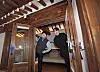 Bukchon Giwa CEO Jang Se-jin, left, and Proudlee CEO Lee Dong-woo pose together at a hanok stay in Jongno District, central Seoul, on March 18. [PARK SANG-MOON]