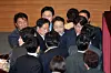 Lawmakers shout at each other as Rep. Na Kyung-won of the People Power Party continues her filibuster against a franchise business bill at the National Assembly in western Seoul on Dec. 9. [NEWS1]