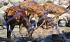 Sika deer eat watermelon pieces floating in a shallow pool at Dalseong Park Zoo in Daegu on July 9. [SONG BONG-GEUN]