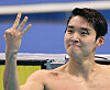 Korea's Kim Woo-min took gold in the men's 400 meter freestyle on Friday, his third of the Asian Games in Hangzhou, China. [YONHAP]