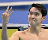 Korea's Kim Woo-min took gold in the men's 400 meter freestyle on Friday, his third of the Asian Games in Hangzhou, China. [YONHAP]