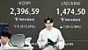 A screen in Hana Bank's trading room in central Seoul shows the Kospi opening on Monday. [YONHAP]