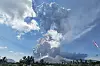 In this photo released by the Geological Agency (Badan Geologi) of Indonesia's Ministry of Energy and Mineral Resources, Mount Lewotobi Laki Laki spews volcanic materials during an eruption in East Flores, Indonesia, Monday, July 7, 2025. [AP/YONHAP]