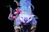 In “Spirited Away,” puppetry depicts Haku as a dragon flying through the sky with Chihiro. [TOHO THEATRICAL DEPT.]