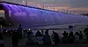 People watch the water fountain from Banpo Bridge as tropical nights continued on Thursday. [YONHAP]