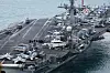 The USS Carl Vinson arrives at a key naval base in the southeastern city of Busan on March 2. [YONHAP]