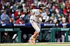 San Francisco Giants outfielder Lee Jung-hoo hits a double in the fifth inning of an MLB game against the Philadelphia Phillies at Citizens Bank Park in Philadelphia, Pennsylvania, on April 16. [AFP/YONHAP]