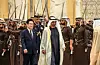 President Lee Jae Myung, left, and United Arab Emirates (UAE) President Mohammed bin Zayed Al Nahyan inspect an honor guard at an official welcoming ceremony at the presidential palace in Abu Dhabi on Nov. 18, ahead of their bilateral summit. [JOINT PRESS CORPS]