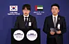 Ha Jung-woo, left, presidential secretary of AI policy and future planning, explains the results of President Lee Jae Myung's summit with UAE President Mohamed bin Zayed Al Nahyan in a press briefing in Abu Dhabi on Nov. 18. [YONHAP]