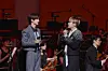 Super Junior members Leeteuk, left, and Ryeowook perform at the “SM Classics Live” concert held in Tokyo in September. [SM ENTERTAINMENT]