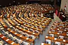 Empty seats are seen at the National Assembly in Yeouido, western Seoul, as conservative People Power Party lawmakers boycotted a parliamentary interpellation session on politics, diplomacy, unification and security issues Tuesday. [NEWS1]