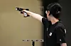 Korea's Yang Ji-in competes in the women's 25-meter pistol final at the Paris Olympics Saturday in Chateauroux, France. [REUTERS/YONHAP]