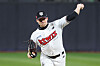 KT Wiz starting pitcher Wes Benjamin throws a pitch during Game 3 of the Korean Series against the LG Twins at Suwon KT Wiz Park in Suwon, Gyeonggi in November. [YONHAP]