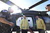 Vice Defense Minister Lee Doo-hee, center is seen inspecting military readiness of choppers to prepare for scenarios of a wildfire breakout on Sept. 10, 2025. [YONHAP]