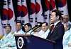President Lee Jae Myung delivers a speech during a ceremony marking the 80th Liberation Day at the Sejong Center for Performing Arts in Jongno District, central Seoul, on Aug. 15. [JOINT PRESS CORPS]