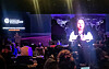 Taiwanese Minister of Digital Affairs Audrey Tang speaks via a video recording during a roundtable session of the third Summit for Democracy held at The Shilla Seoul in Jung District, central Seoul, on Monday. [YONHAP]