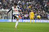 Tottenham Hotspur captain Son Heung-min shoots during the Premier League match against Aston Villa at Tottenham Hotspur Stadium in London on Sunday. [AP/YONHAP]