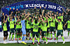 Jeonbuk Hyundai Motors celebrate winning the 2025 K League 1 season at Jeonju World Cup Stadium in Jeonju, North Jeolla on Nov. 8, 2025. [NEWS1]