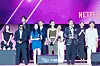 The cast of the third season of “Squid Game” (2021-) during a fan event for the release of the third season of “Squid Game” at Seoul Plaza in central Seoul on June 28. [DANIELA GONZALEZ PEREZ]