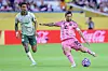 Inter Miami forward Lionel Messi shoots during the FIFA Club World Cup match against Palmeiras in Miami Gardens, Florida, United States, on June 23. [EPA/YONHAP]