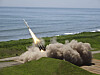 Japan's army test-fires a Type 88 surface-to-ship short-range missile at the Shizunai Anti-Air Firing Range on Japan's northern main island of Hokkaido in its first missile test on Japanese territory on June 24, in this photo provided by the Japan Ground Self-Defense Force. [AP/YONHAP]