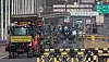 Residents of villages inside the Civilian Control Line drive trucks during a protest at Imjingak in Paju, Gyeonggi, on Oct. 31, 2024, opposing a leaflet launch planned by a group representing families of abductees to North Korea. [NEWS1]